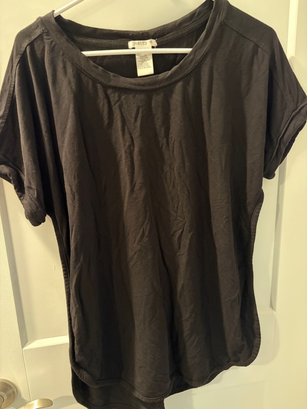 Matty M Black Relaxed Crew Neck Short Sleeve Tee